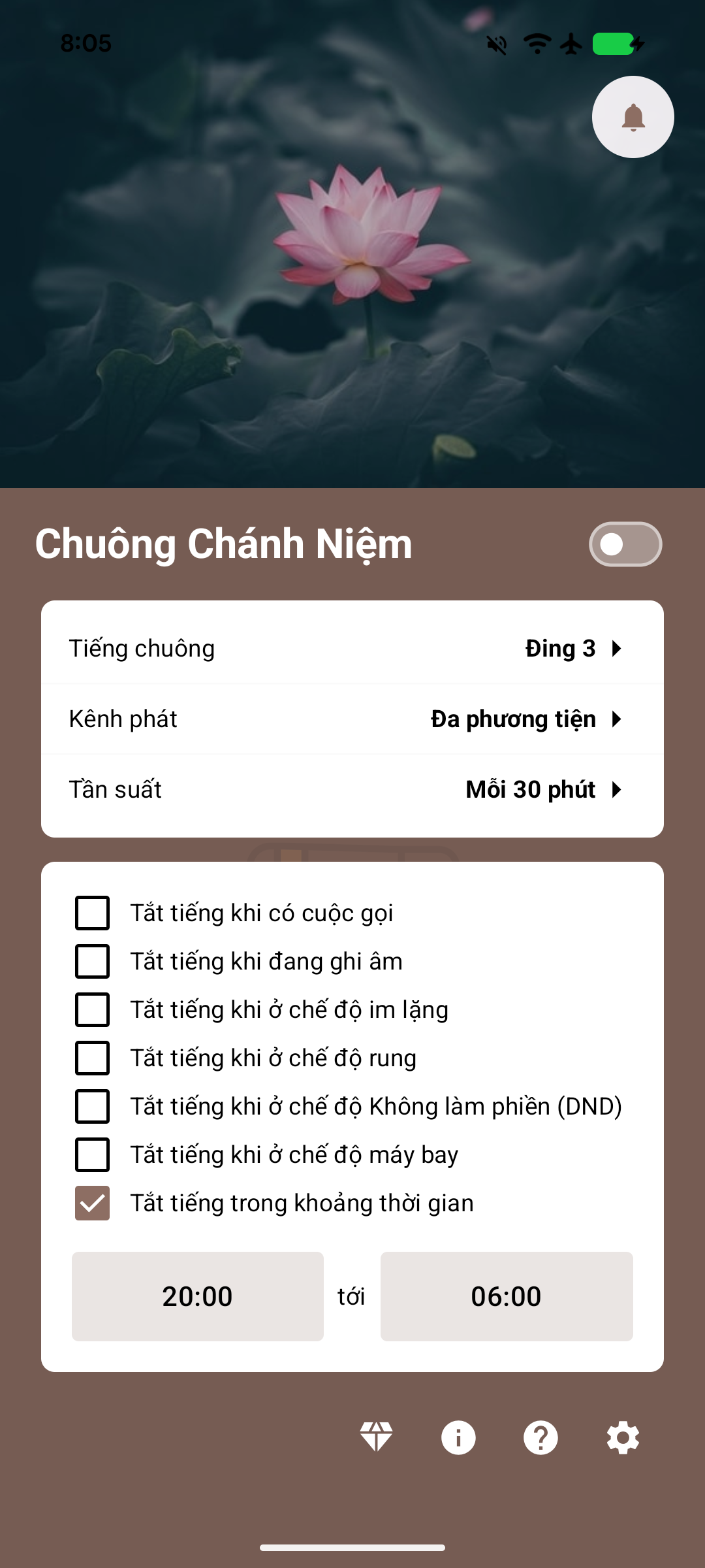 Cấu hình chuông với khoảng thời gian cố định