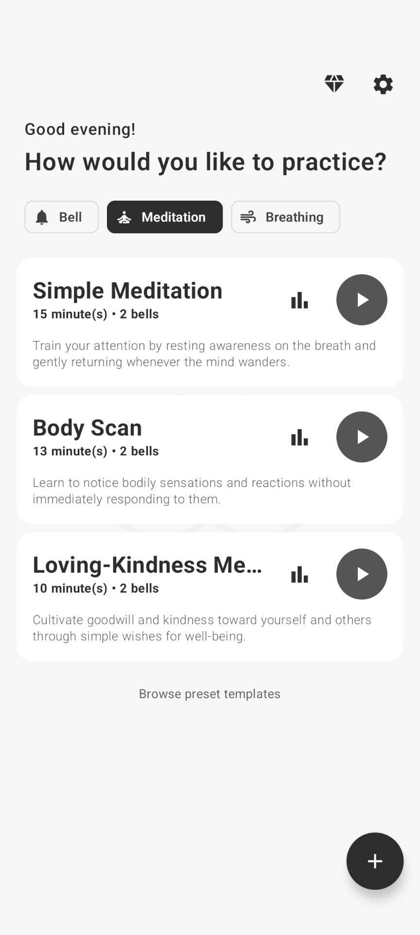 Meditation and body scan practices
