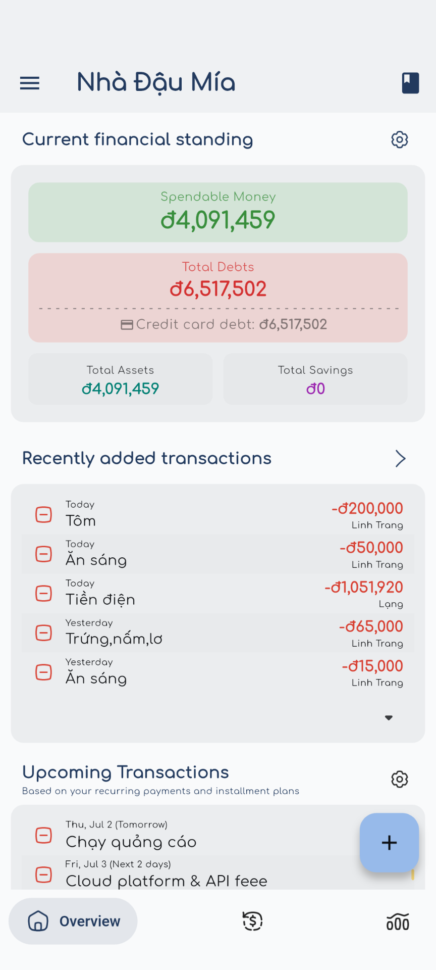 Startbildschirm von Wallet Wise